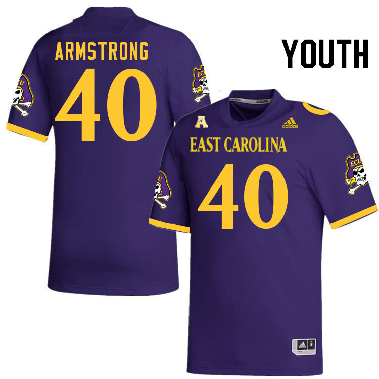 Youth #40 CJ Armstrong ECU Pirates College Football Jerseys Stitched Sale-Purple - Click Image to Close